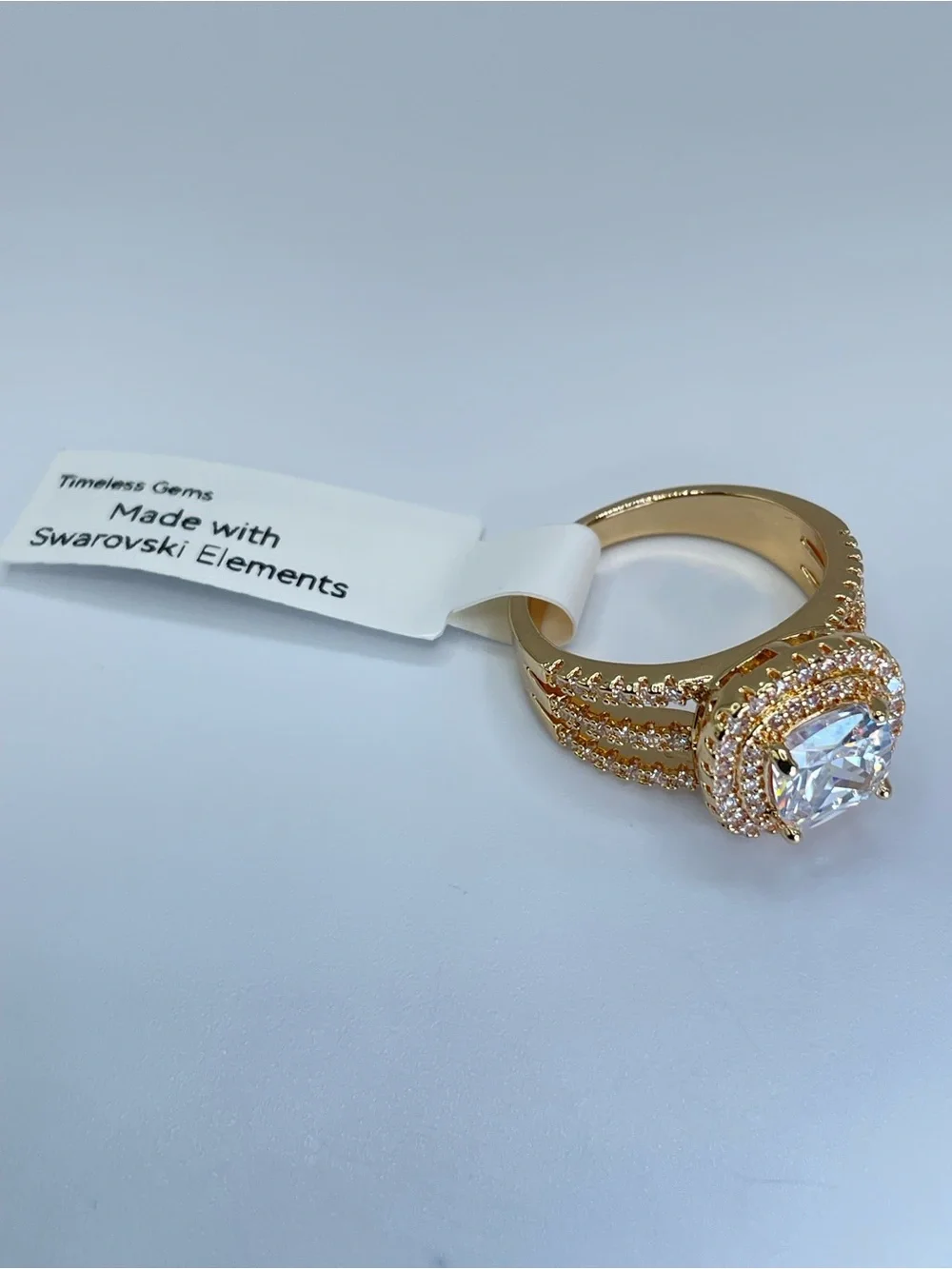 Swarovski Crystal Elements White Crystal Halo Statement Bold Ring Sz 7